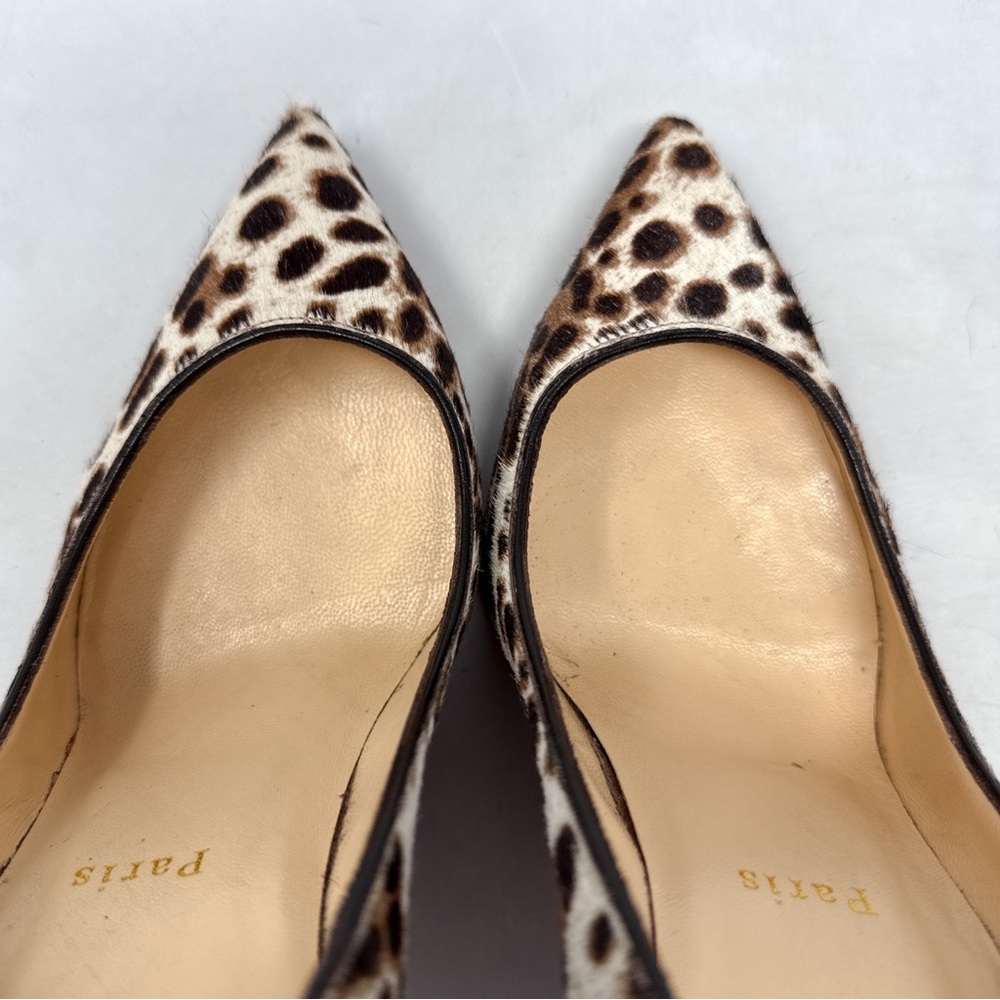 Christian Louboutin Pigalle Follies 100 Leopard Pony Hair Pointed Toe Pump Heels - Picture 6 of 14
